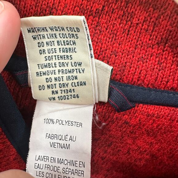 L.L. Bean Kid's Red Navy T Snap Sweater Fleece Pullover // L 14-16 - Picture 7 of 10